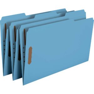Smead Fastener Folder, 2 Fasteners, Reinforced 1/3-Cut Tab, Legal, Blue, 50 ct