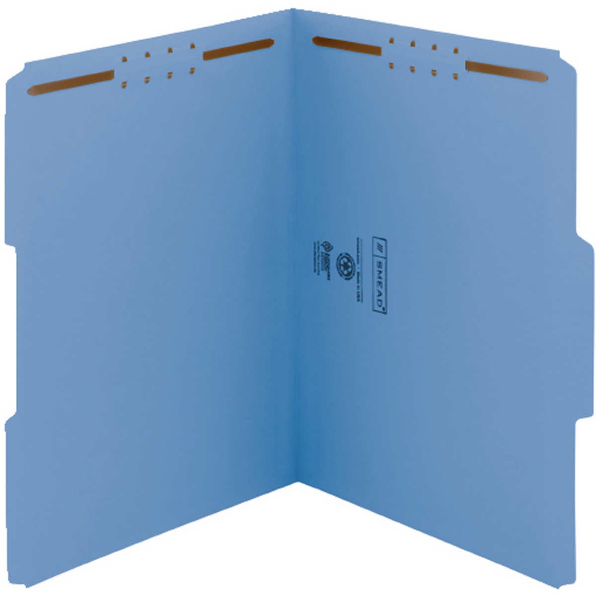 Smead Fastener Folder, 2 Fasteners, Reinforced 1/3-Cut Tab, Letter, Blue, 50 ct - Image 2