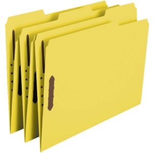 Smead Fastener Folder, 2 Fasteners, Reinforced 1/3-Cut Tab, Letter, Yellow, 50 ct