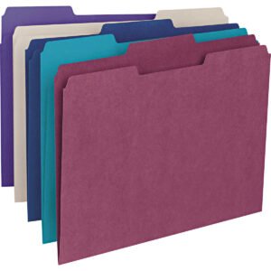 Smead File Folder, 1/3-Cut Tab, Letter, Assorted Colors, 100 ct