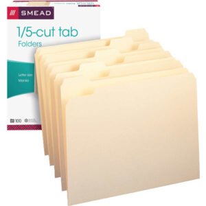 Smead File Folder, 1/5-Cut Tab, Letter, Manila, 100 ct