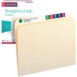 Smead File Folder, Straight Cut Tab, Letter, Manila, 100 ct