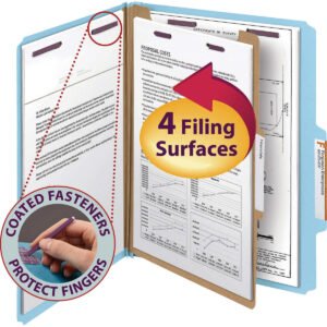 Smead Pressboard Classification Folder, 1 Divider, 2" Expansion, Letter, Blue, 10 ct