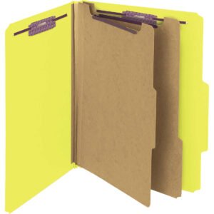 Smead Pressboard Classification Folder, 2 Divider, 2" Expansion, Letter, Yellow, 10 ct