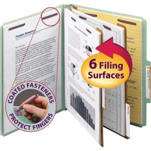 Smead Pressboard Classification Folder, 2 Divider, 2" Expansion, Letter, Gray/Green, 10 ct