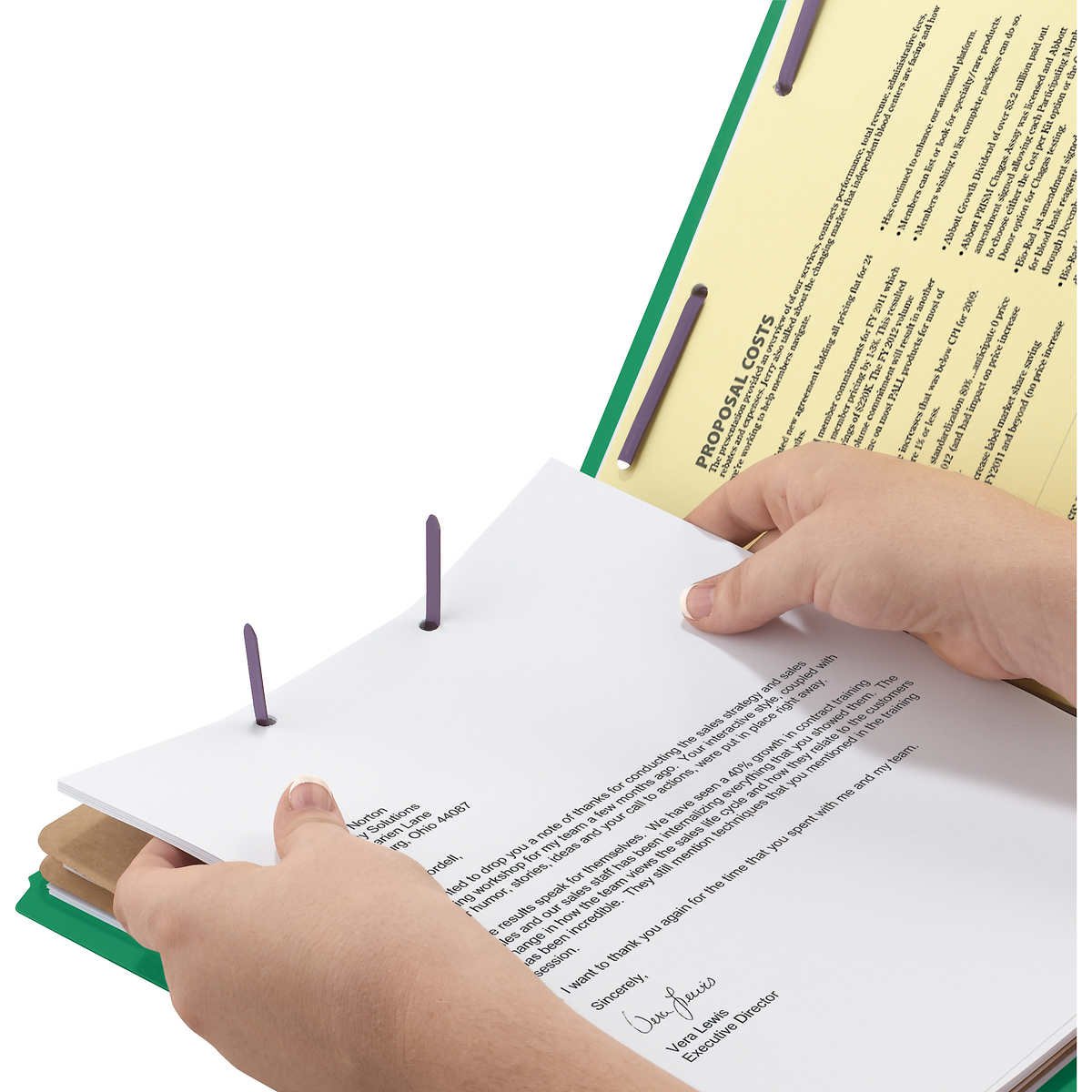 Smead Pressboard Classification Folder, 2 Divider, 2" Expansion, Letter, Green, 10 ct - Image 3