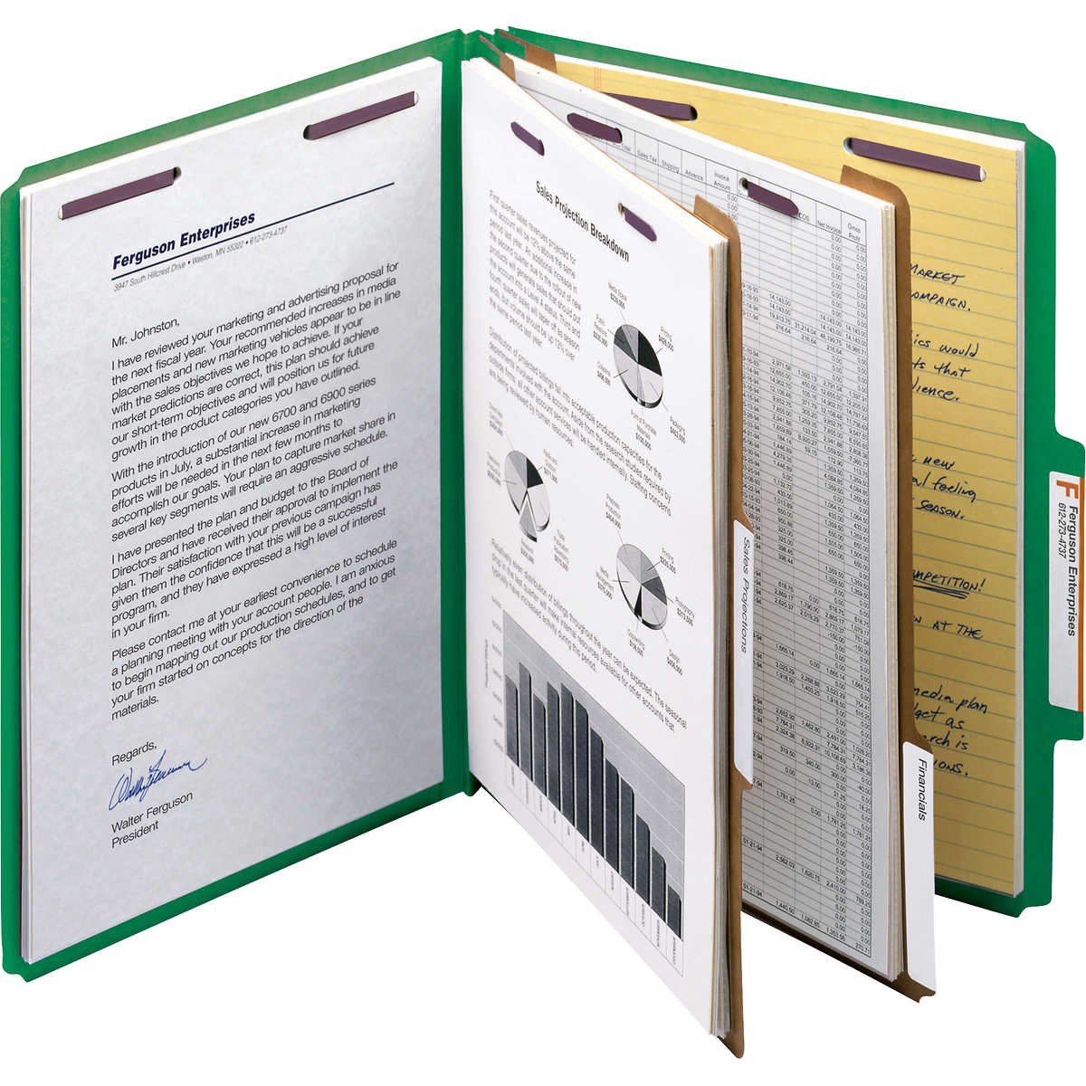 Smead Pressboard Classification Folder, 2 Divider, 2" Expansion, Letter, Green, 10 ct - Image 5