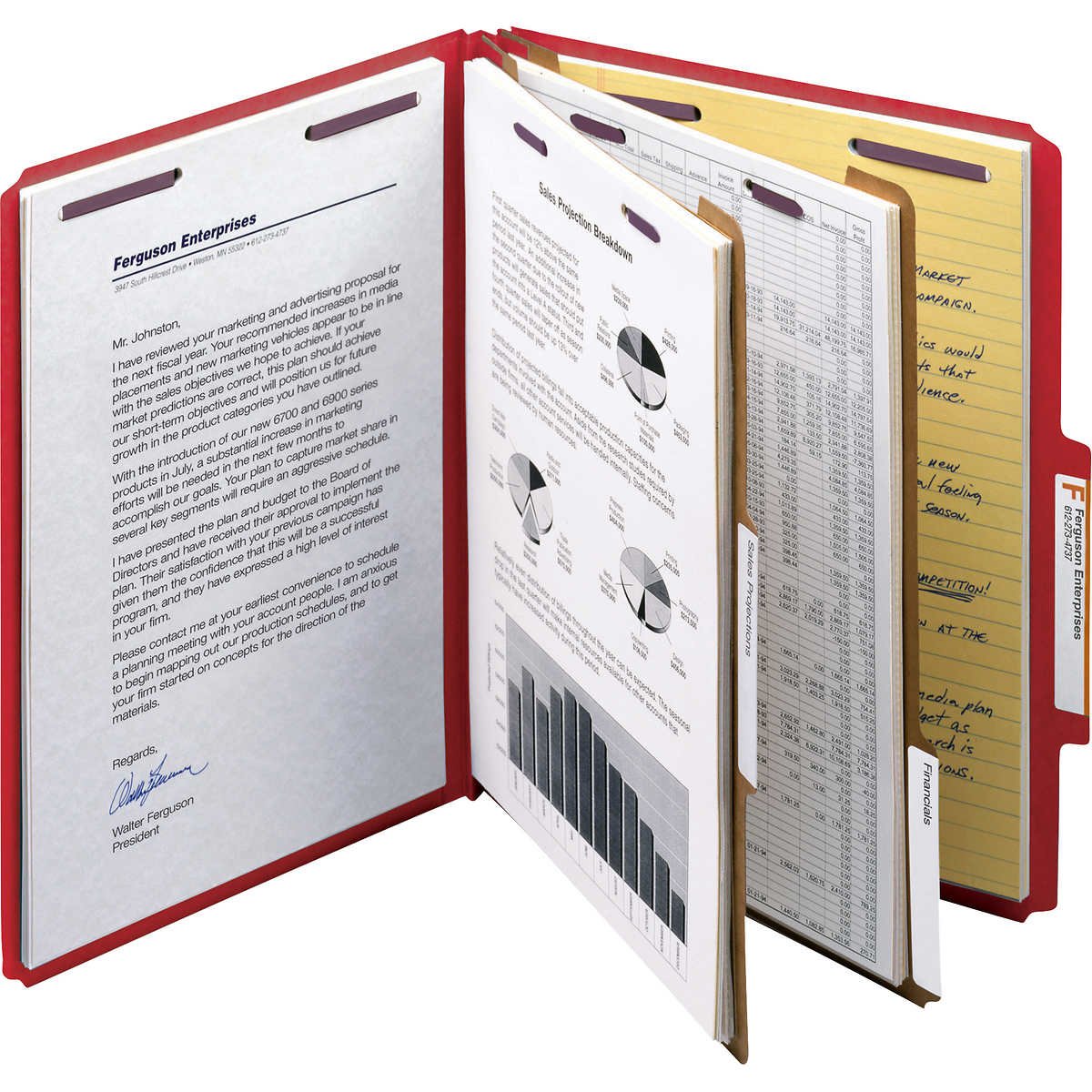 Smead Pressboard Classification Folder, 2 Divider, 2" Expansion, Letter, Bright Red, 10 ct - Image 5