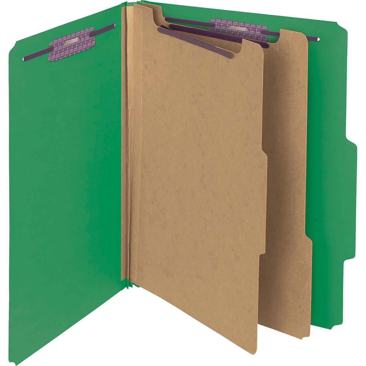 Smead Pressboard Classification Folder, 2 Divider, 2" Expansion, Letter, Green, 10 ct