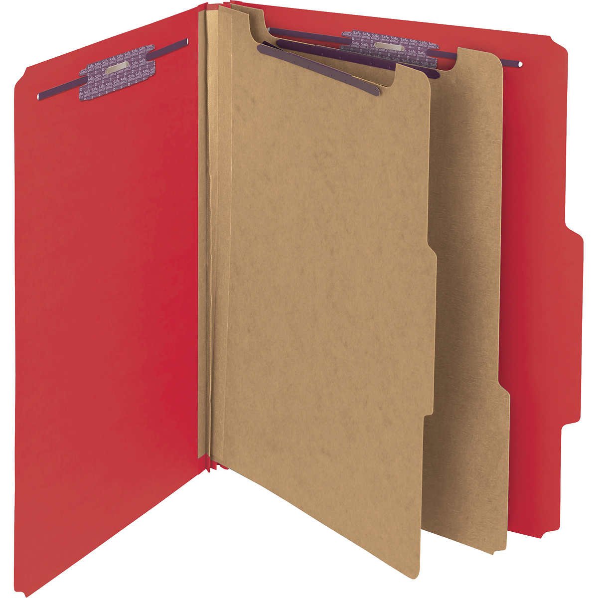 Smead Pressboard Classification Folder, 2 Divider, 2" Expansion, Letter, Bright Red, 10 ct