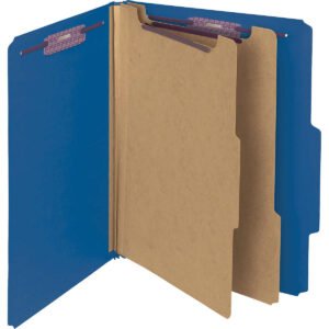 Smead Pressboard Classification Folder, 2 Divider, 2" Expansion, Letter, Dark Blue, 10 ct