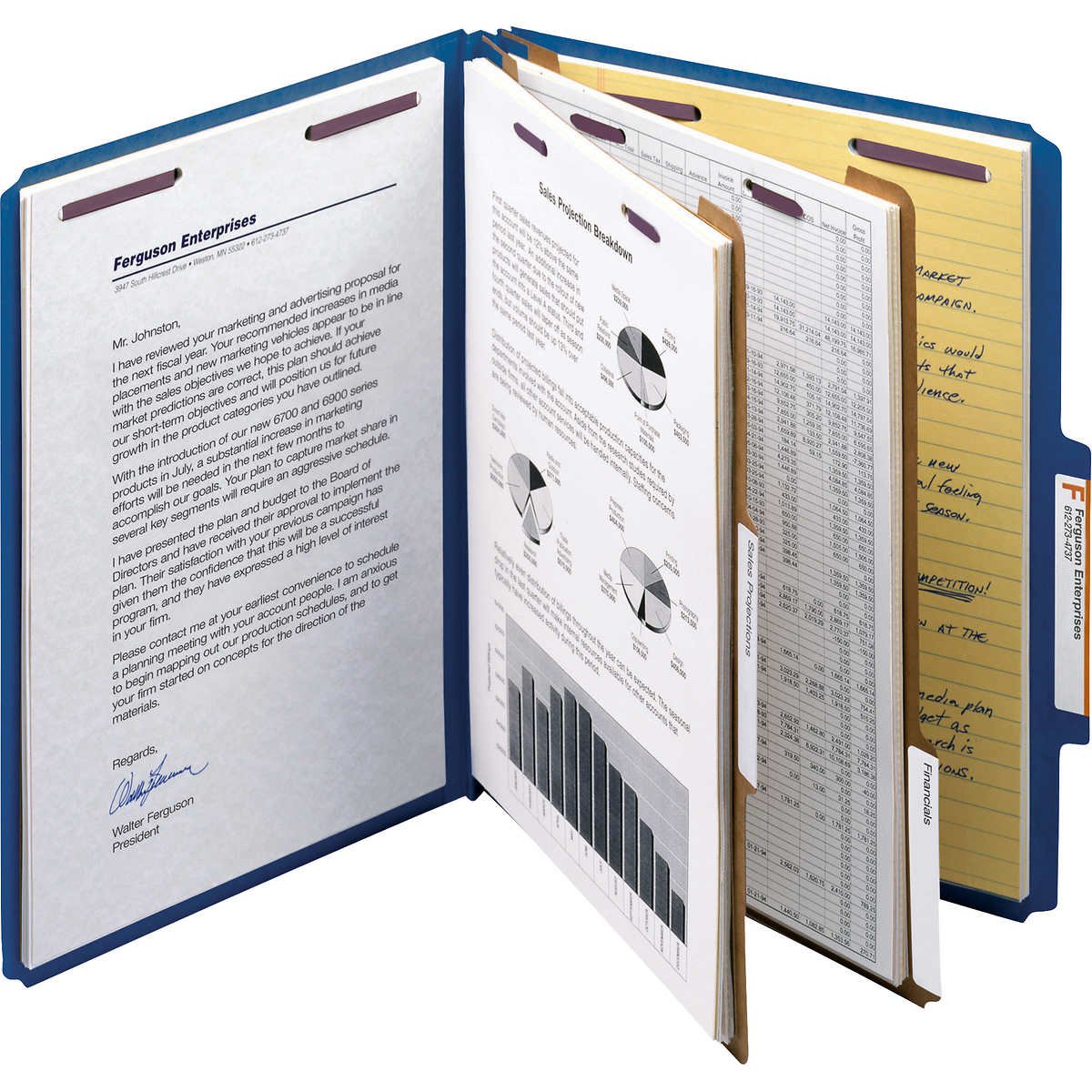 Smead Pressboard Classification Folder, 2 Divider, 2" Expansion, Letter, Dark Blue, 10 ct - Image 5