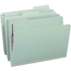 Smead Pressboard Fastener Folder, 2 Fasteners, 1/3-Cut Tab, 1" Expansion, Legal, Gray/Green, 25 ct