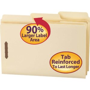 Smead SuperTab Fastener Folder, 2 Fasteners, Oversized 1/3-Cut Tab, Legal, Manila 50 ct