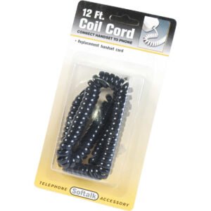 Softalk 12' Coiled Phone Cord, Black