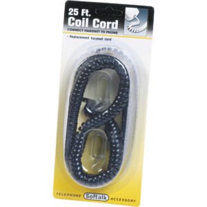 Softalk 25' Coiled Phone Cord, Black