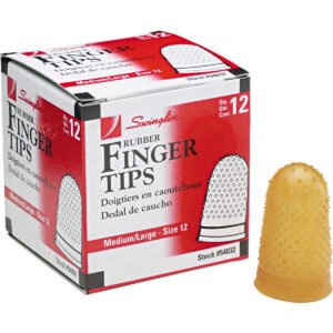 Swingline Rubber Finger Tips, Medium and Large, Amber, 12 ct