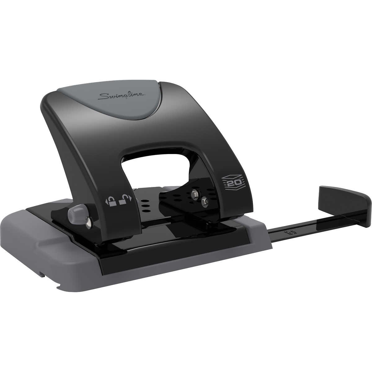 Swingline SmartTouch 2-Hole Punch, 20 Sheet Capacity, Black