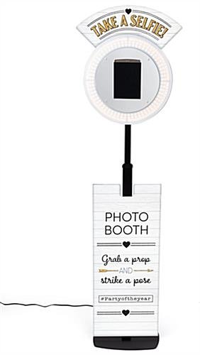 Tablet Photo Booth Floor Station, LED Light Ring, Adjustable, Custom Graphics – Black - Image 4