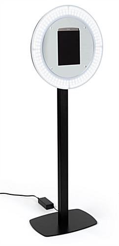 Tablet Photo Booth Station, LED Light Ring, Adjustable Height, Floor Standing - Black