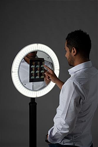 Tablet Photo Booth Station, LED Light Ring, Adjustable Height, Floor Standing - Black - Image 5