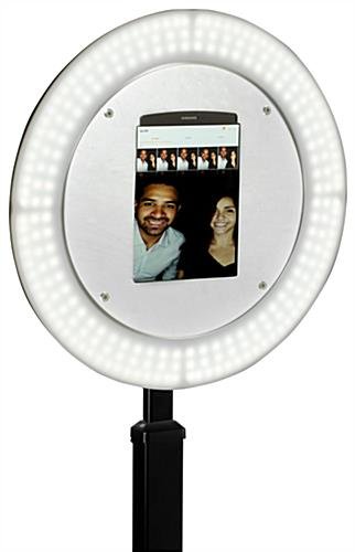 Tablet Photo Booth Station, LED Light Ring, Adjustable Height, Floor Standing - Black - Image 6