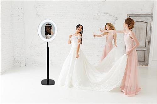 Tablet Photo Booth Station, LED Light Ring, Adjustable Height, Floor Standing - Black - Image 7