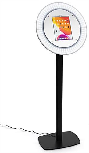 Tablet Photo Booth Station, LED Light Ring, Adjustable Height, Floor Standing - Black