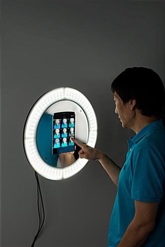 Tablet Photo Booth Station, LED Light Ring, Articulating Arm, Wall Mount - Black - Image 5