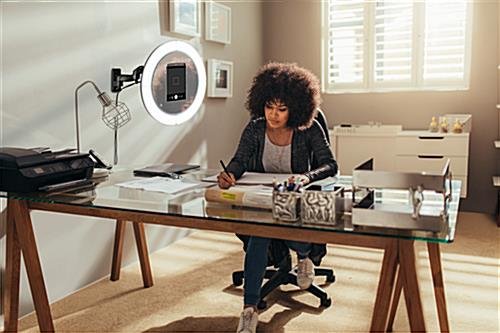 Tablet Photo Booth Station, LED Light Ring, Articulating Arm, Wall Mount - Black - Image 7