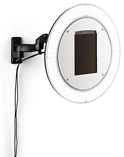 Tablet Photo Booth Station, LED Light Ring, Articulating Arm, Wall Mount - Black
