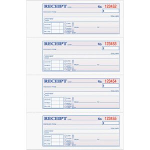 TOPS Carbonless 3-Part Money/Rent Receipt, Numbered, 2-3/4” x 7-1/8”, 100 Sets, 3 Books
