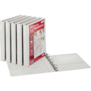 TOPS Non-Stick View Binder, 1", Round Ring, White, 6 ct