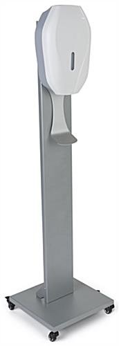 Touchless Hand Sanitizer Dispenser, Floor Standing, Wheels - Silver