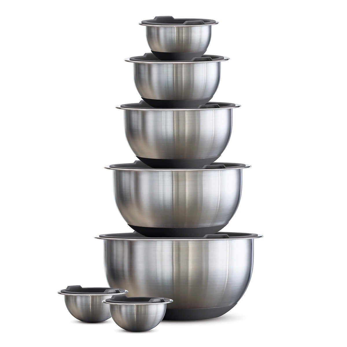 Tramontina Stainless Steel Mixing Bowls with Lids, Gray, 14 piece - Image 2