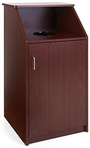Trash Receptacle for 36 Gallon Bin, Circular Top Opening - Mahogany