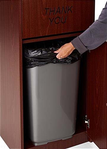 Trash Receptacle for 36 Gallon Bin, Tray Shelf, THANK YOU Message - Mahogany - Image 4