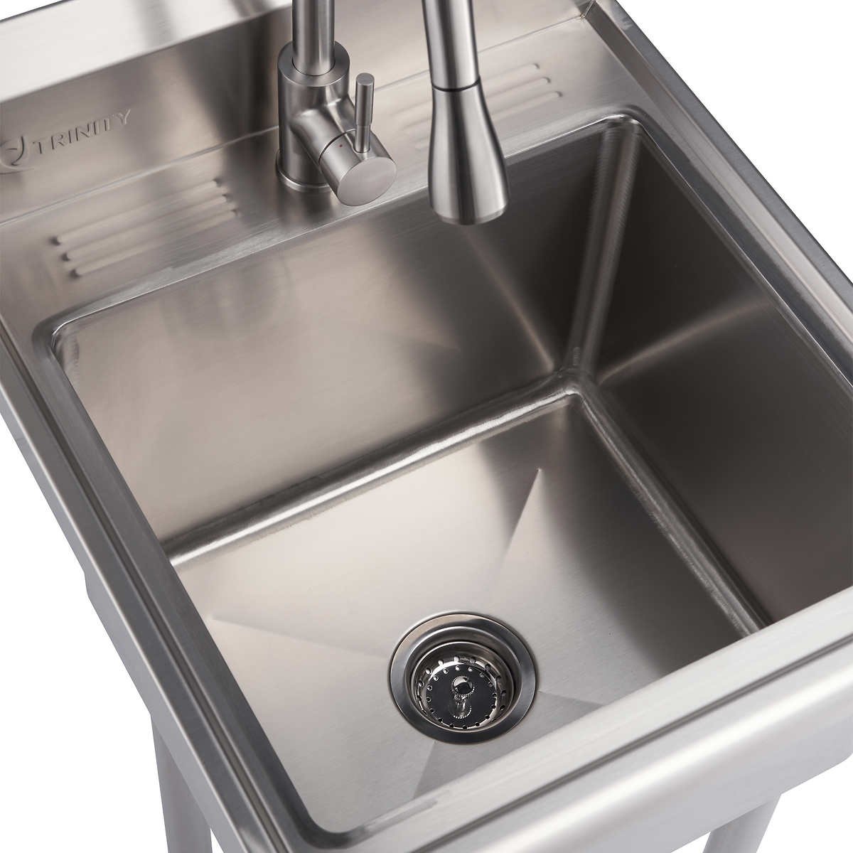 TRINITY EcoStorage NSF Utility Sink with Pull-Out Faucet, 18" x 16" x 13", Stainless Steel - Image 3
