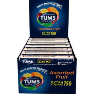 TUMS Antacid, Extra Strength 750mg, Assorted Fruit, 12 ct