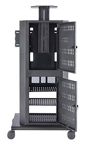 TV Cart with Mount for Monitors 55", Storage Cabinet, Camera Shelf - Black - Image 2