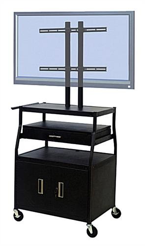 TV Cart with Storage Cabinet & Drawer, with Mount for Monitors up to 52"- Black - Image 2