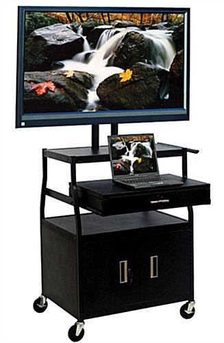 TV Cart with Storage Cabinet & Drawer, with Mount for Monitors up to 52"- Black