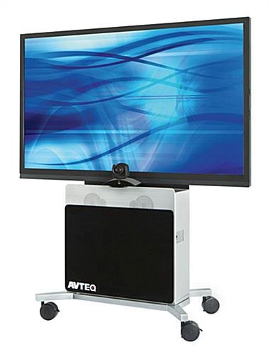 TV Cart with Storage Cabinet, Mount Fits Monitors up to 80" - Black