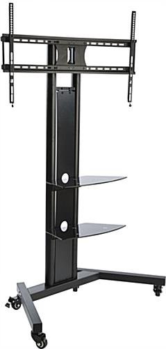 TV Stand for Floor Fits Monitors 37” to 65”, Wheels & Shelves – Black