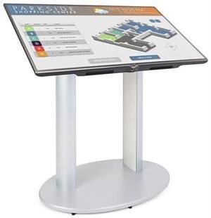 TV Stand for Floor Fits Monitors 42 to 60-Inch, Angled Design - Silver