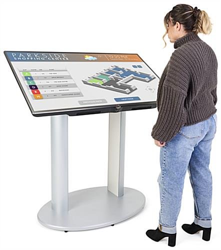 TV Stand for Floor Fits Monitors 42 to 60-Inch, Angled Design - Silver - Image 7