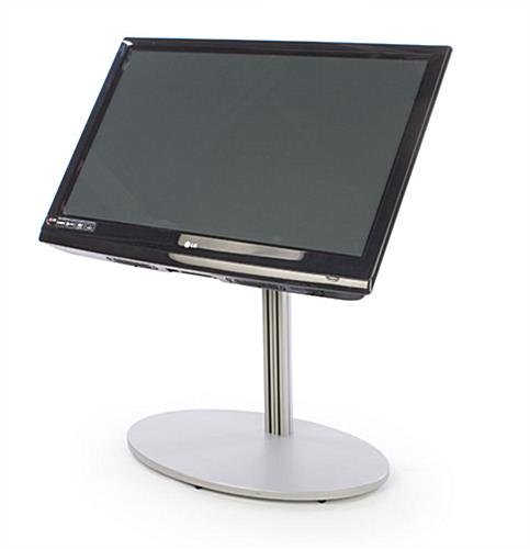 TV Stand for Floor, Fits Monitors 42 to 60", Oval MDF Base - Silver - Image 2