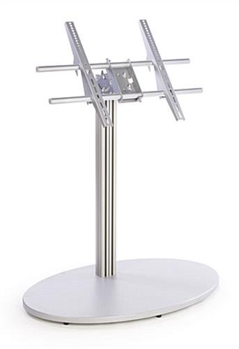 TV Stand for Floor, Fits Monitors 42 to 60", Oval MDF Base - Silver