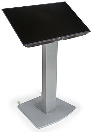 TV Stand for Floor with Power Strip, Fits Monitors 10 - 60-In, Angled Design - Silver - Image 2