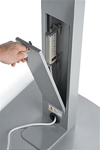 TV Stand for Floor with Power Strip, Fits Monitors 10 - 60-In, Angled Design - Silver - Image 9
